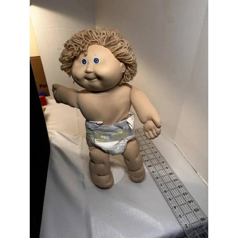 Vtg Cabbage Patch Kids 1986 Boy HM15 KT Factory Blue Eyes Wheat‎ Long Loops READ